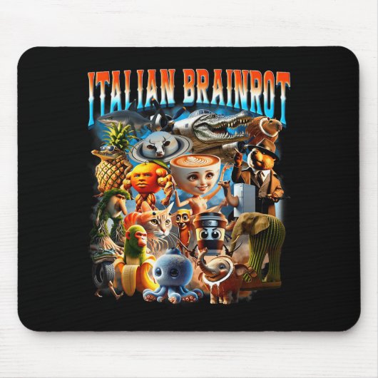 Italian Brainrot Characters Funny Meme Pular Trend Mousepad (Vorne)