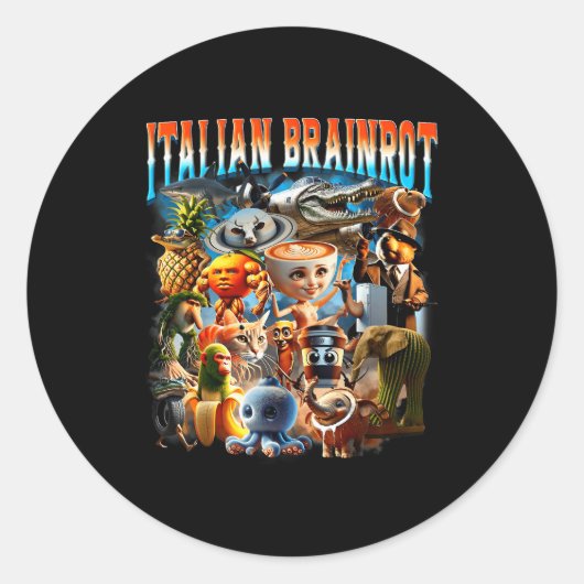 Italian Brainrot Characters Funny Meme Pular Trend Runder Aufkleber (Vorderseite)