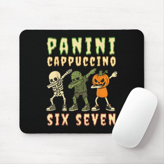 Italian Brainrot Halloween Panini Cappuccino Six S Mousepad (Mit Mouse)
