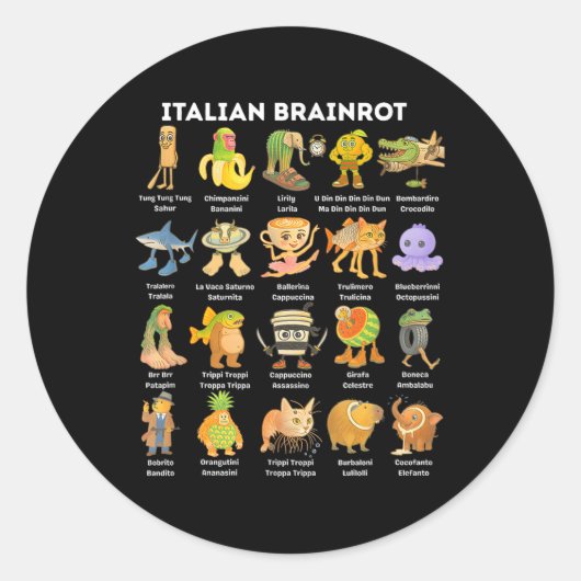 Italian Brainrot Meme For Kids Boy Men Women  Runder Aufkleber (Vorderseite)