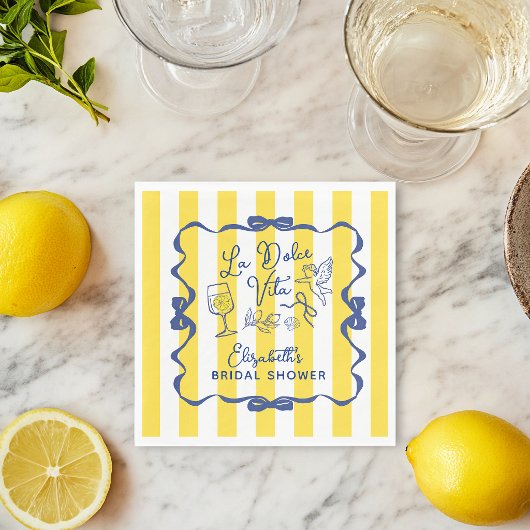 Italian Bridal Shower Napkins Lemon Theme La Dolce Serviette