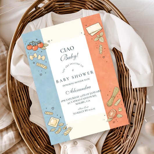 Italian Café Doodle Baby Shower Einladung