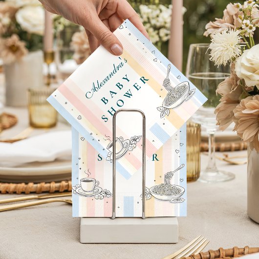 Italian Café Doodle Baby Shower Serviette