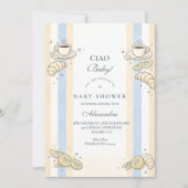 Italian Café Doodle Stripes Baby Shower Einladung (Vorderseite)