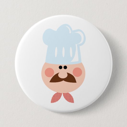 Italian Chef Face with Mustache and Hat Button (Vorderseite)