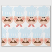 Italian Chef Face with Mustache and Hat Geschenkpapier (Flach)