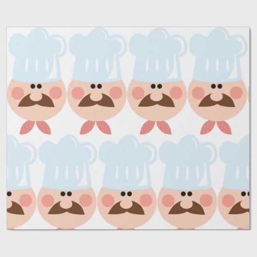 Italian Chef Face with Mustache and Hat Geschenkpapier (Flach)