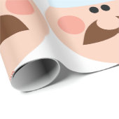 Italian Chef Face with Mustache and Hat Geschenkpapier (Rolleneckpunkt)