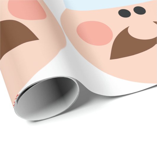 Italian Chef Face with Mustache and Hat Geschenkpapier (Rolleneckpunkt)