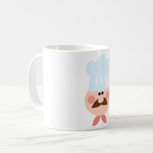 Italian Chef Face with Mustache and Hat Kaffeetasse (Vorderseite Links)