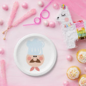 Italian Chef Face with Mustache and Hat Pappteller (Party)