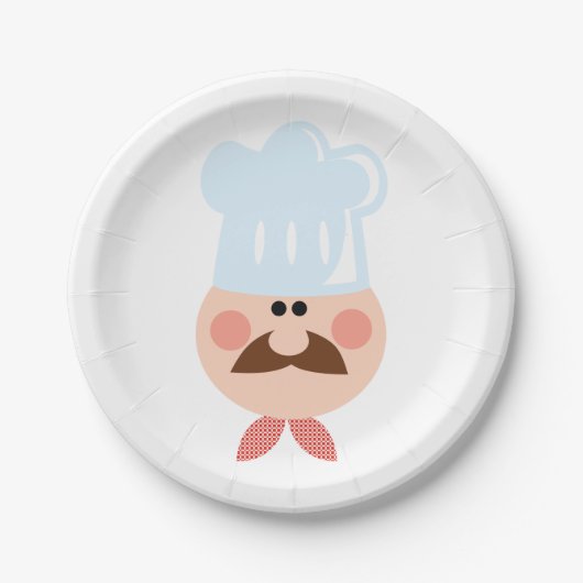 Italian Chef Face with Mustache and Hat Pappteller (Vorderseite)
