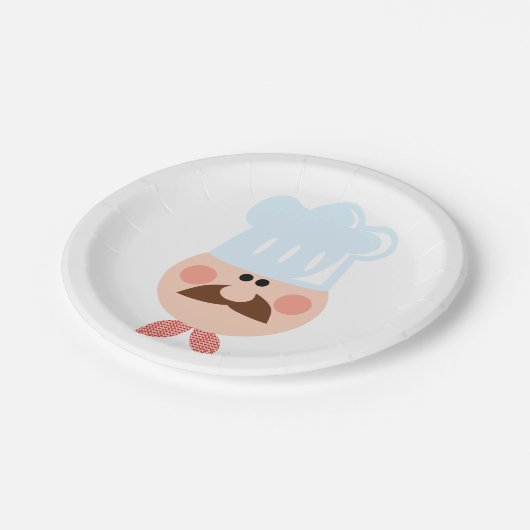 Italian Chef Face with Mustache and Hat Pappteller (Schrägansicht)