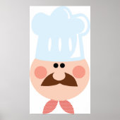 Italian Chef Face with Mustache and Hat Poster (Vorne)