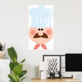 Italian Chef Face with Mustache and Hat Poster (Heimbüro)