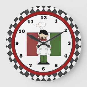 Italian Chef Kitchen clock Große Wanduhr