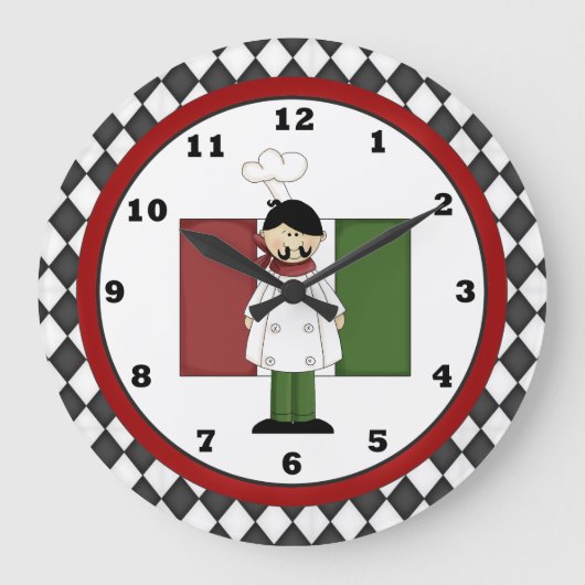 Italian Chef Kitchen clock Große Wanduhr (Vorderseite)