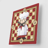 Italian Chef Quadratische Wanduhr (Winkel)