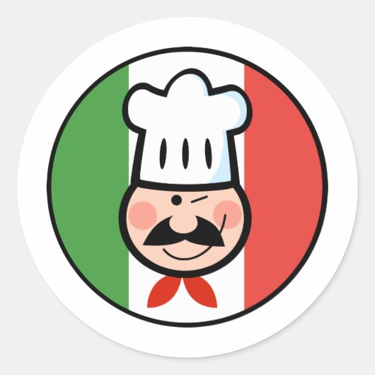 Italian Chef Runder Aufkleber (Vorderseite)