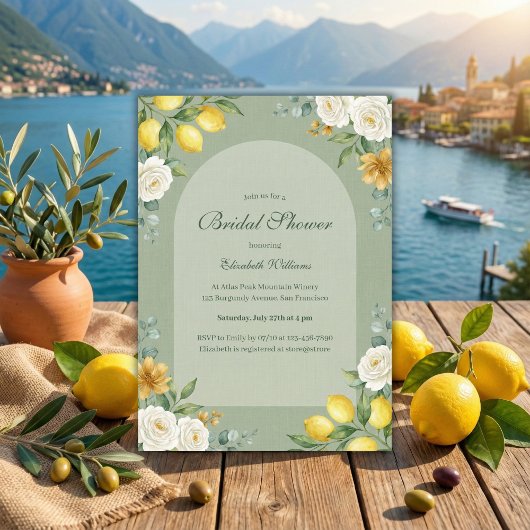 Italian Citrus Sage Green Bridal Shower Einladung