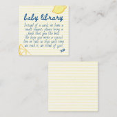 Italian Citrus Yellow Gingham Baby Library Begleitkarte (Vorne/Hinten)