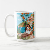 Italian Coast Café Scene Illustration Kaffeetasse (Links)