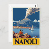 Italian Coast Naples Vesuvius Artwork Postkarte (Vorne/Hinten)