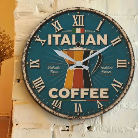 Italian Coffee  Große Wanduhr