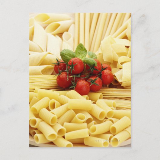 Italian cuisine. Pasta and tomatoes. Postkarte (Vorderseite)