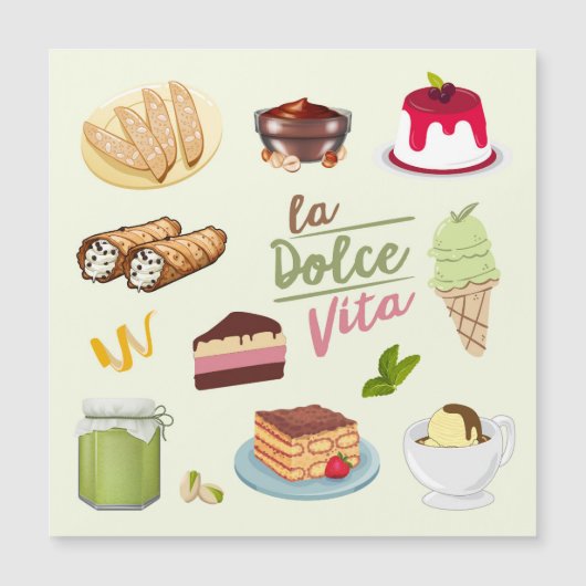 Italian Desserts Sweets Magnetkarte (Vorderseite)