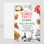 Italian Dinner birthday party Invitation Einladung (Vorne/Hinten)