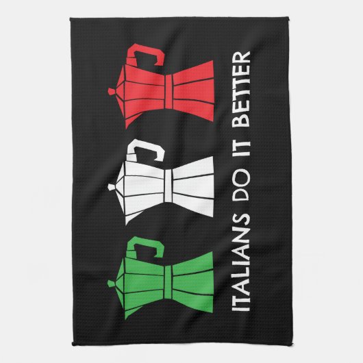 Italian do it better Moka Pot Coffee humor Geschirrtuch (Vertikal)