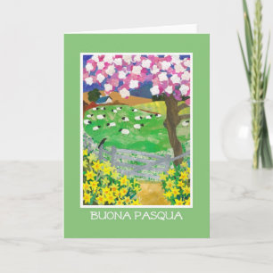 Italian Easter Card with Countryside in Spring Feiertagskarte