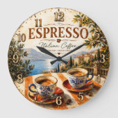 Italian Espresso Coffee Große Wanduhr (Vorderseite)