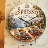 Italian Espresso Coffee Große Wanduhr