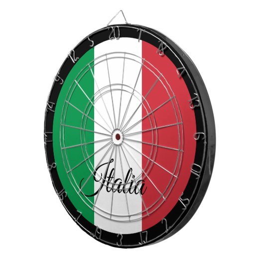 Italian Flag Dartboard & Italy darts / game board Dartscheibe (Vorderseite rechts)