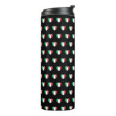 Italian Flag Heart Repeat Pattern Black Thermosbecher (Nach links gedreht)