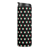 Italian Flag Heart Repeat Pattern Black Thermosbecher (Nach rechts gedreht)