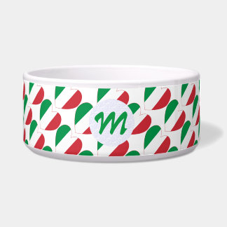 Italian Flag Heart Ruled and Personalized Pet Napf