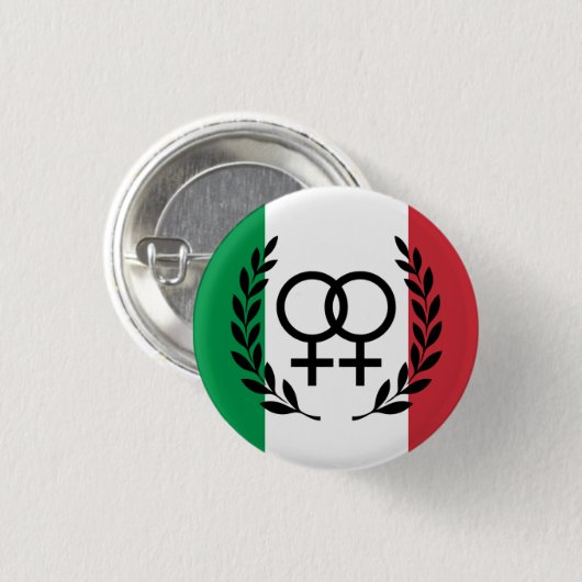 Italian Flag Lesbian Pride Pin with laurel wreath Button (Vorne & Hinten)