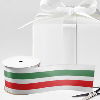 Italian Flag Stripes on White Satinband