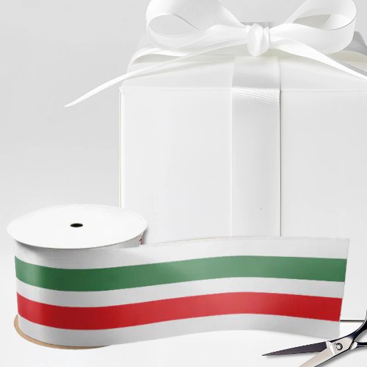 Italian Flag Stripes on White Satinband