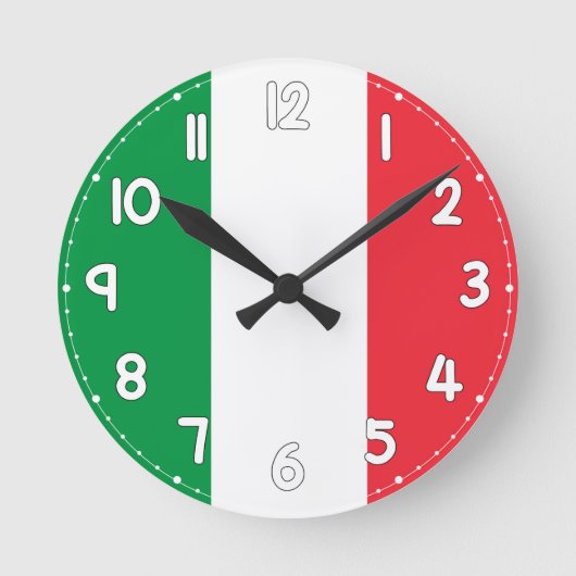 Italian Flag Wall Clock - Flag of Italy Runde Wanduhr (Vorderseite)