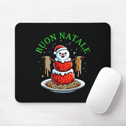 Italian Food Christmas Meatball Snowman Ugly Chris Mousepad (Mit Mouse)