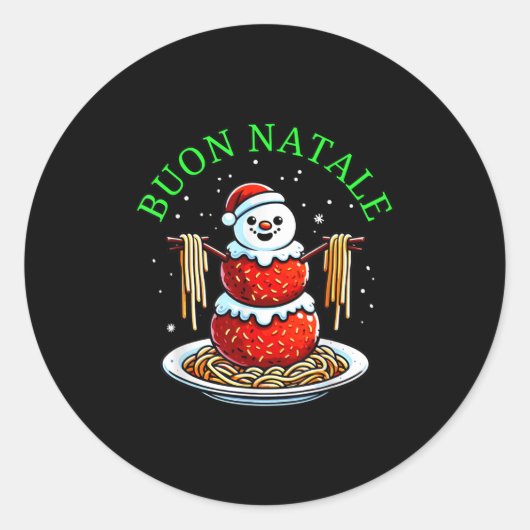 Italian Food Christmas Meatball Snowman Ugly Chris Runder Aufkleber (Vorderseite)