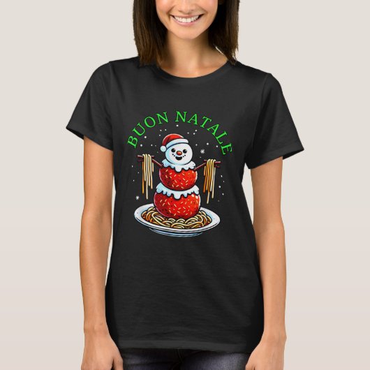 Italian Food Christmas Meatball Snowman Ugly Chris T-Shirt (Vorderseite)