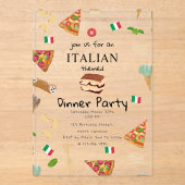 Italian Food Pizza & Pasta Dinner Party Theme Acryleinladungen (Vorderseite)