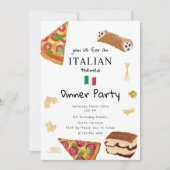 Italian Food Pizza & Pasta Dinner Party Theme Einladung (Vorderseite)