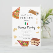 Italian Food Pizza & Pasta Dinner Party Theme Einladung (Stehend Vorderseite)