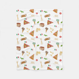 Italian Food Pizza Pasta Tiramisu Pattern Fleecedecke